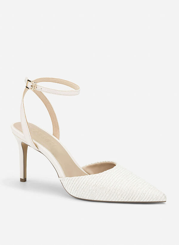 Tweed Cap Toe Pumps - HIG 0716 - Cream - VASCARA