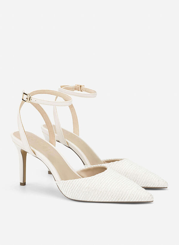Tweed Cap Toe Pumps - HIG 0716 - Cream - VASCARA