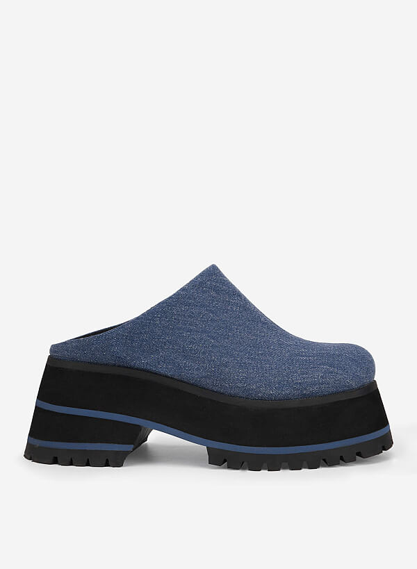 Giày sục Jeans đế bánh mì JEANS PLATFORM MULES - MUL 0001 - Màu xanh dương
