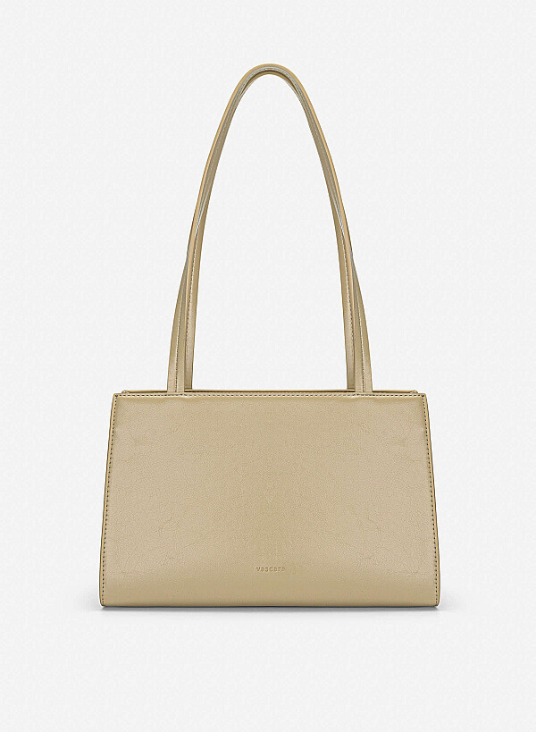 3D Line Decor Shoulder Bag - TTE 0198 - Beige - VASCARA