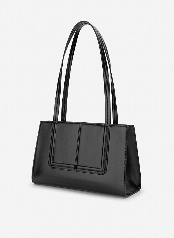 3D Line Decor Shoulder Bag - TTE 0198 - Black - VASCARA