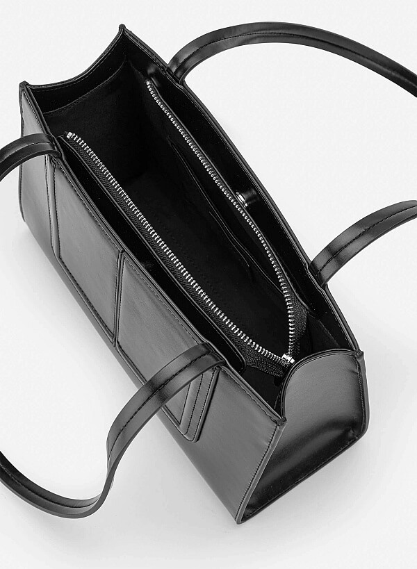 3D Line Decor Shoulder Bag - TTE 0198 - Black - VASCARA