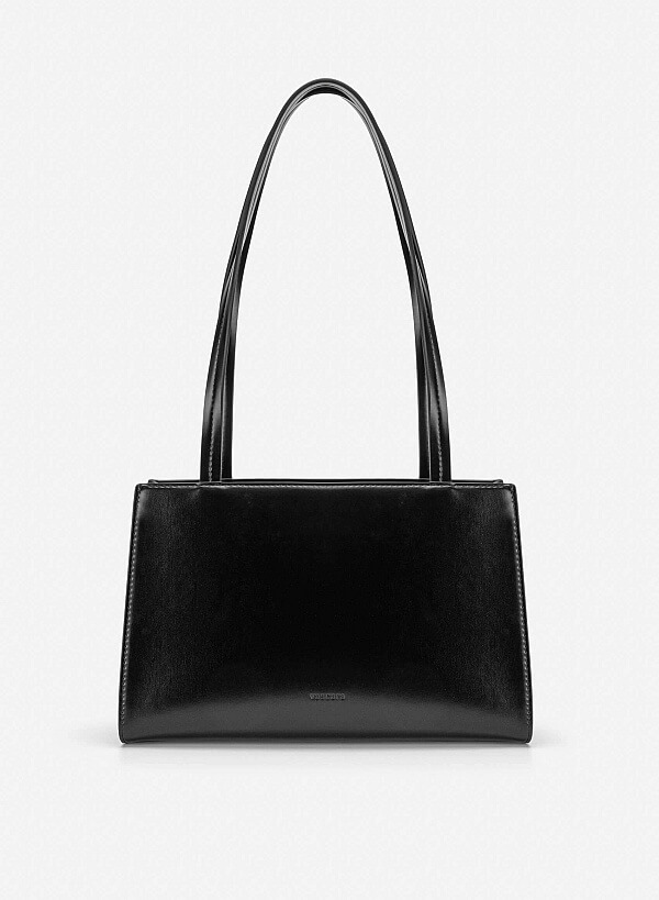 3D Line Decor Shoulder Bag - TTE 0198 - Black - VASCARA