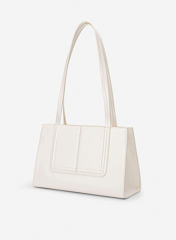 3D Line Decor Shoulder Bag - TTE 0198 - Cream - VASCARA