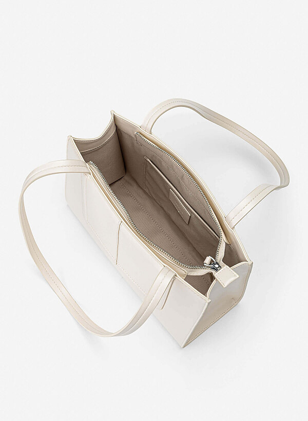 3D Line Decor Shoulder Bag - TTE 0198 - Cream - VASCARA