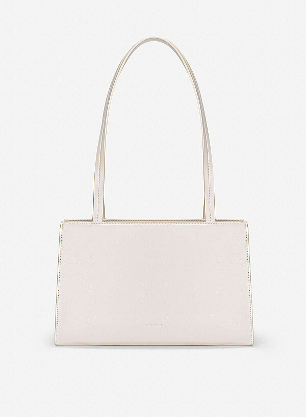 3D Line Decor Shoulder Bag - TTE 0198 - Cream - VASCARA