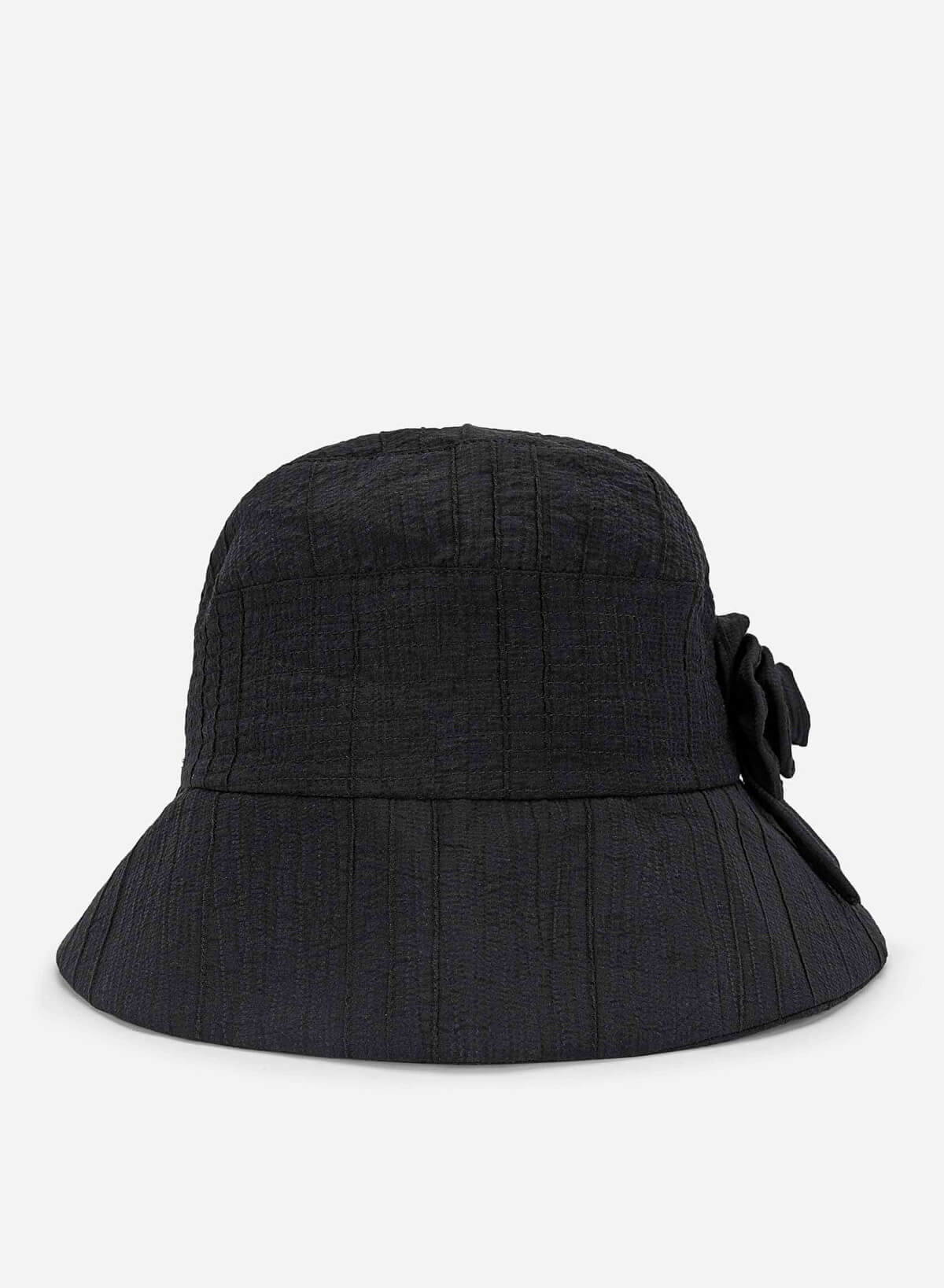 Flower Decor Buket Hat - HAT 0008 - Black - VASCARA