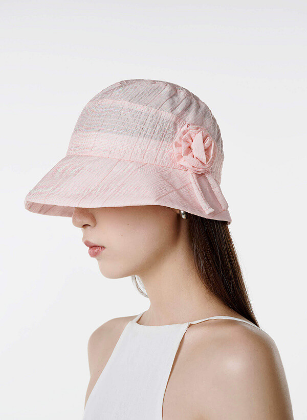 Flower Decor Buket Hat - HAT 0008 - Pink - VASCARA