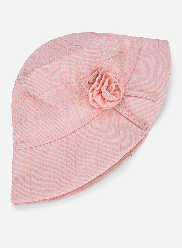 Flower Decor Buket Hat - HAT 0008 - Pink - VASCARA