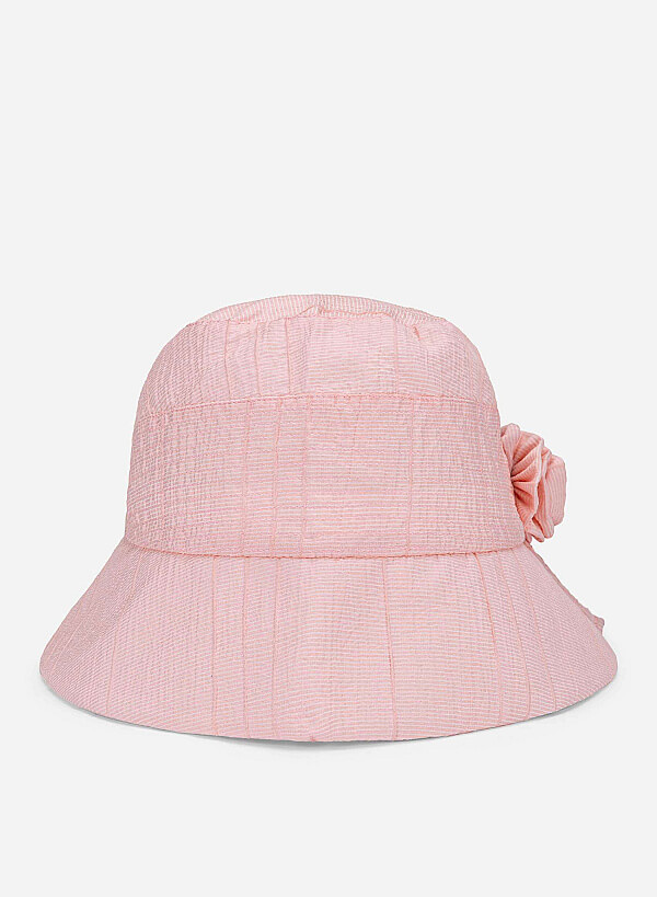 Flower Decor Buket Hat - HAT 0008 - Pink - VASCARA