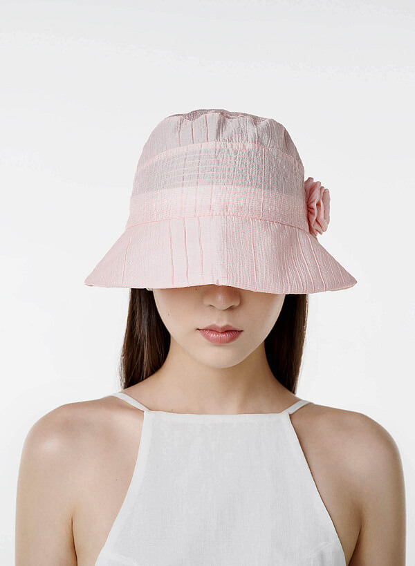 Flower Decor Buket Hat - HAT 0008 - Pink - VASCARA