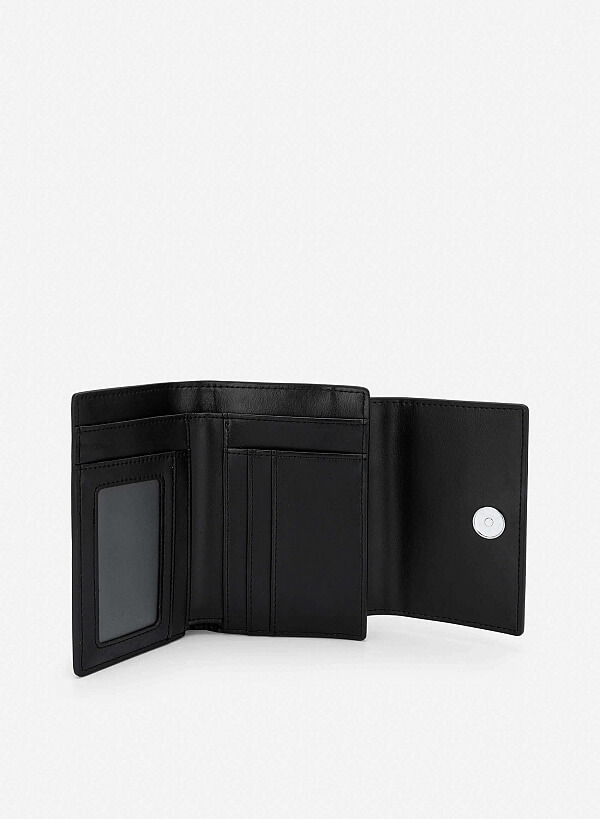 Fold-Over Lock Flat Mini Wallet - WLL 0324 - Black - VASCARA