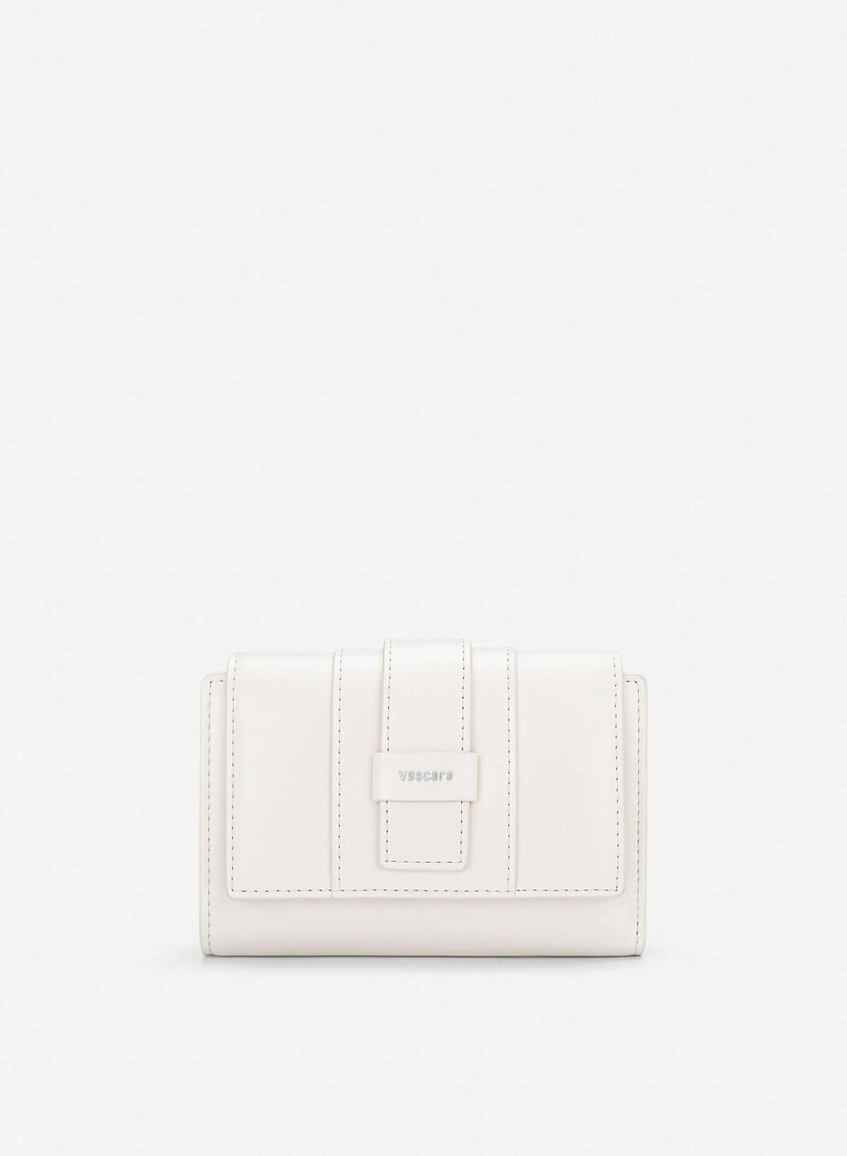 Fold-Over Lock Flat Mini Wallet - WLL 0324 - Cream - VASCARA