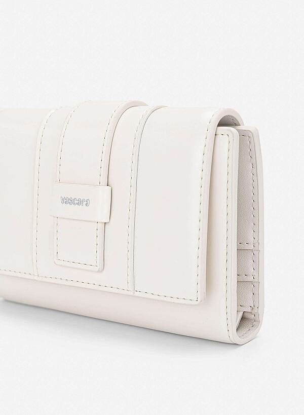 Fold-Over Lock Flat Mini Wallet - WLL 0324 - Cream - VASCARA