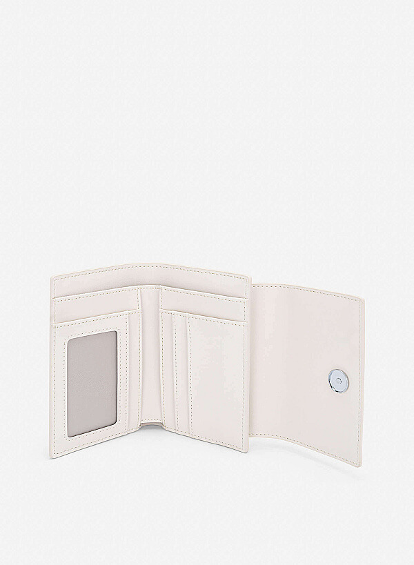Fold-Over Lock Flat Mini Wallet - WLL 0324 - Cream - VASCARA
