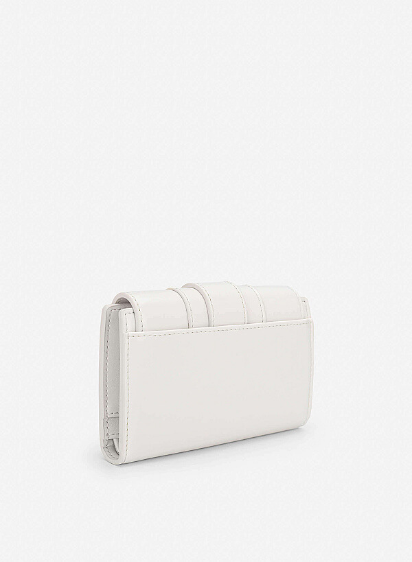 Fold-Over Lock Flat Mini Wallet - WLL 0324 - Cream - VASCARA