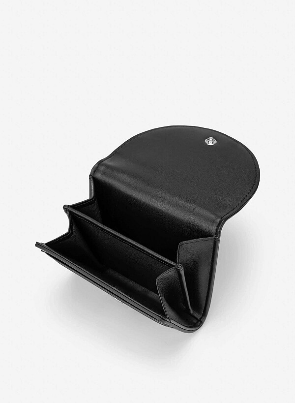 Half-moon Fold Flap Mini Wallet - WLL 0323 - Black - VASCARA