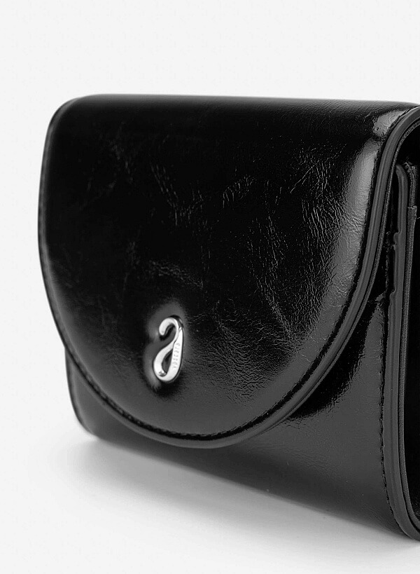 Half-moon Fold Flap Mini Wallet - WLL 0323 - Black - VASCARA