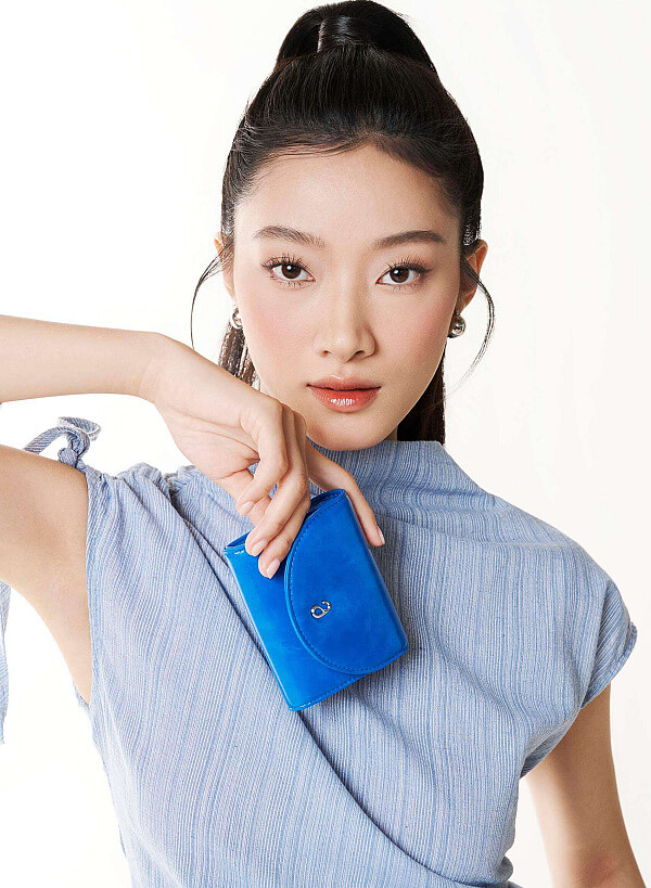 Half-moon Fold Flap Mini Wallet - WLL 0323 - Blue - VASCARA