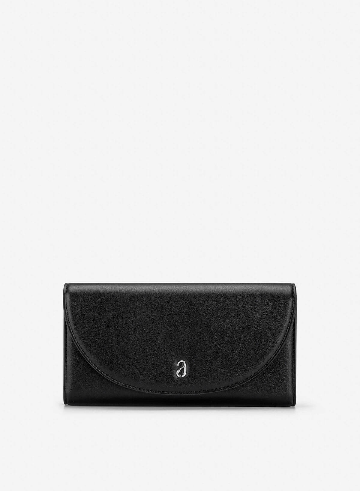 Half-moon Fold Flap Wallet - WLL 0322 - Black - VASCARA