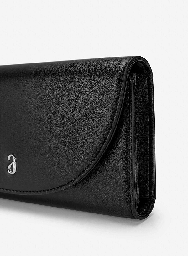Half-moon Fold Flap Wallet - WLL 0322 - Black - VASCARA