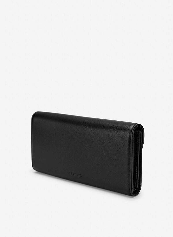 Half-moon Fold Flap Wallet - WLL 0322 - Black - VASCARA
