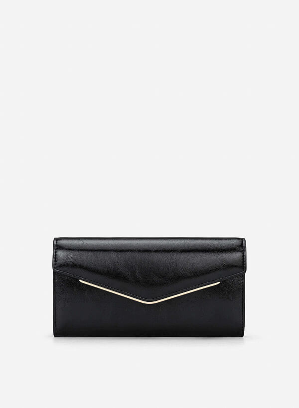 Metal-edged Flap Wallet - WLL 0319 - Black