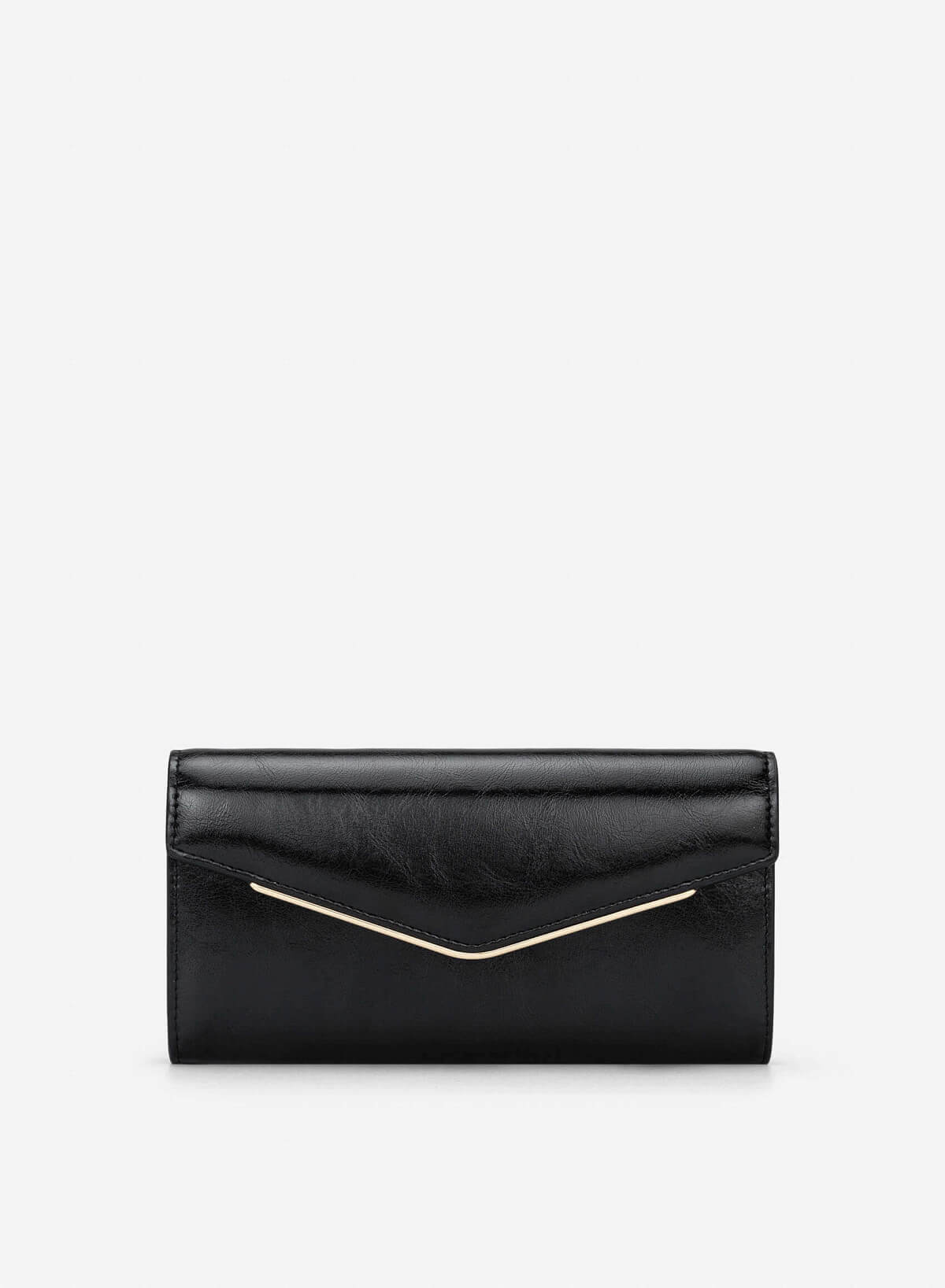 Metal-edged Flap Wallet - WLL 0319 - Black - VASCARA