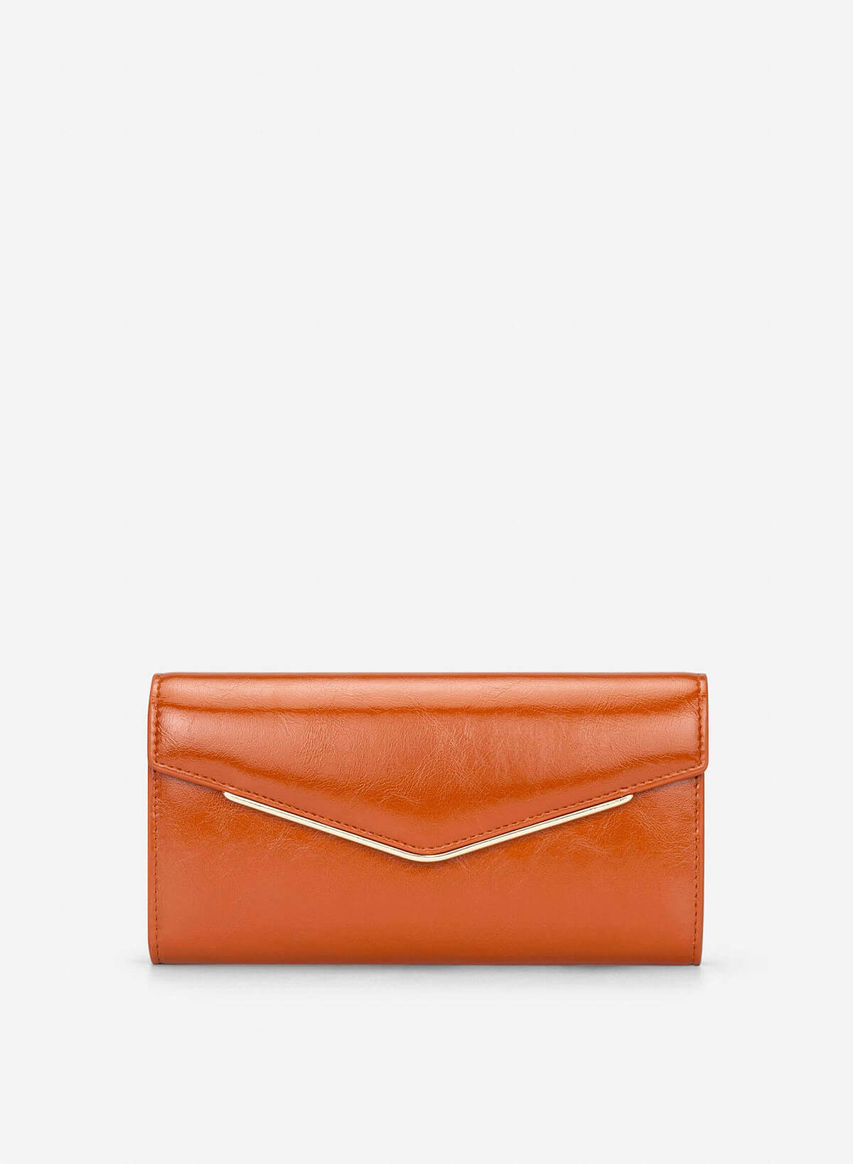 Metal-edged Flap Wallet - WLL 0319 - Dark Orange - VASCARA