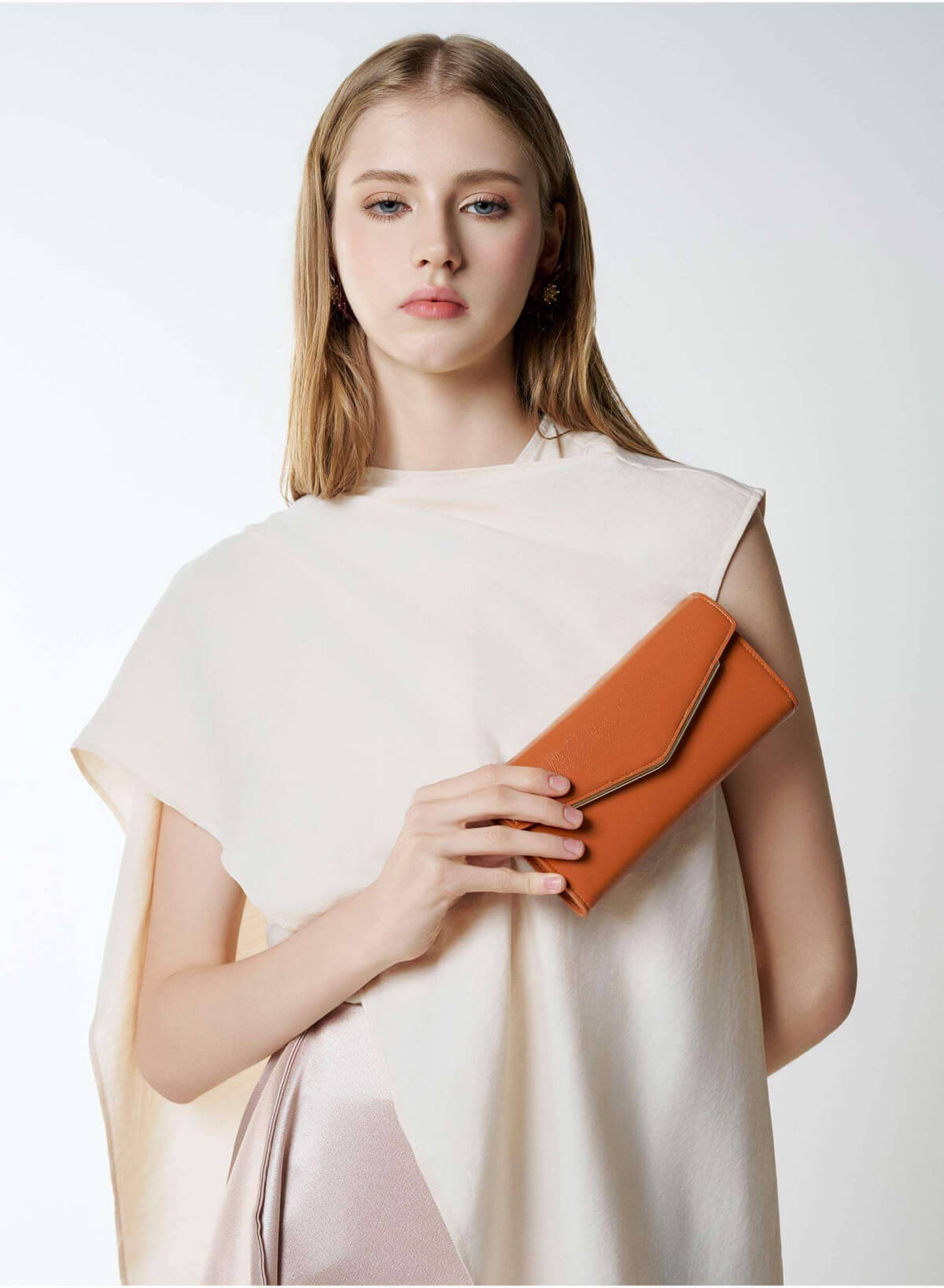 Metal-edged Flap Wallet - WLL 0319 - Dark Orange - vascara.com