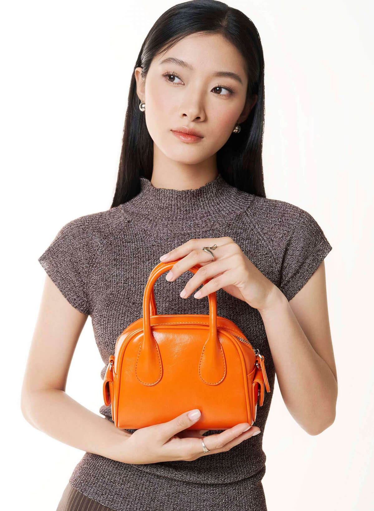 Tubular Strap Mini Handbag - TTE 0197 - Orange - vascara.com