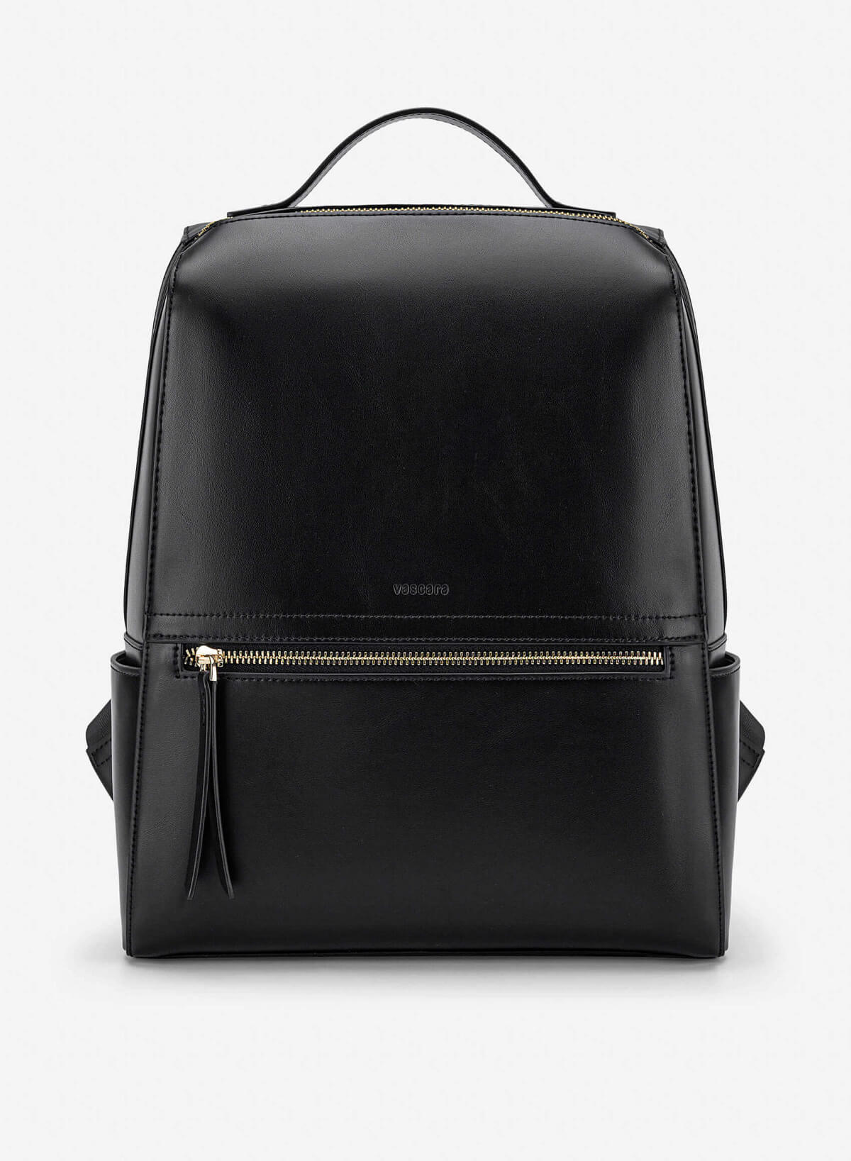 Basic Front Zipper Pocket Backpack - BAK 0213 - Black - VASCARA