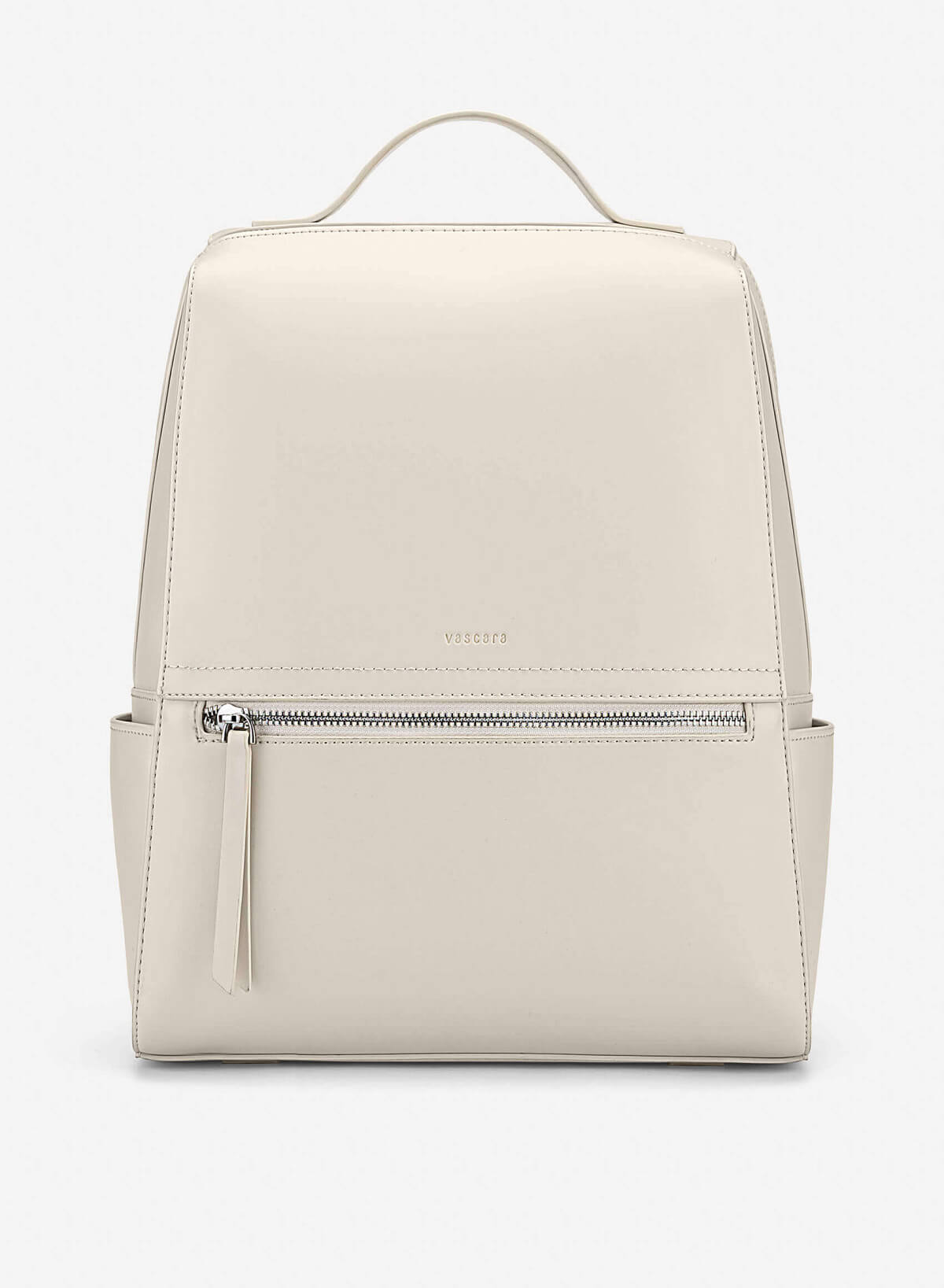 Basic Front Zipper Pocket Backpack - BAK 0213 - Cream - VASCARA