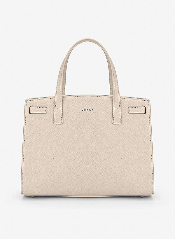 Basic Trapezoid-Shaped Handbag - TTE 0194 - Cream