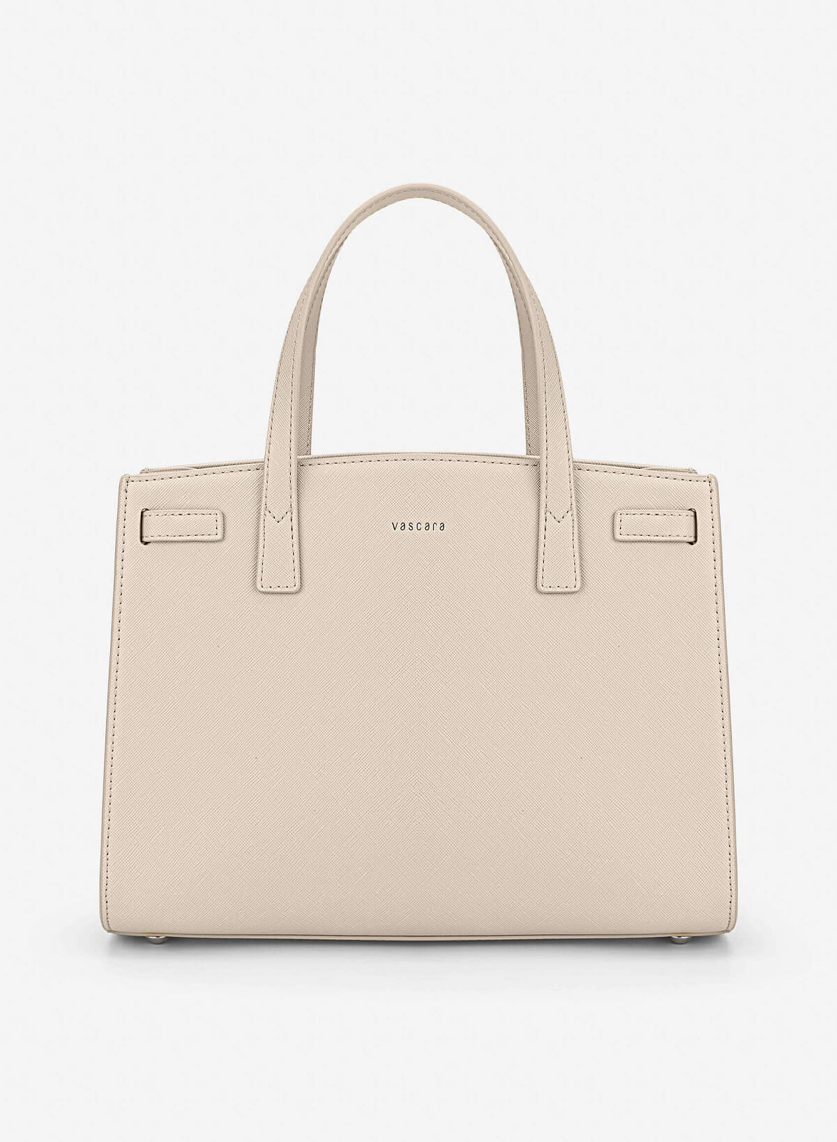 Basic Trapezoid-Shaped Handbag - TTE 0194 - Cream - VASCARA