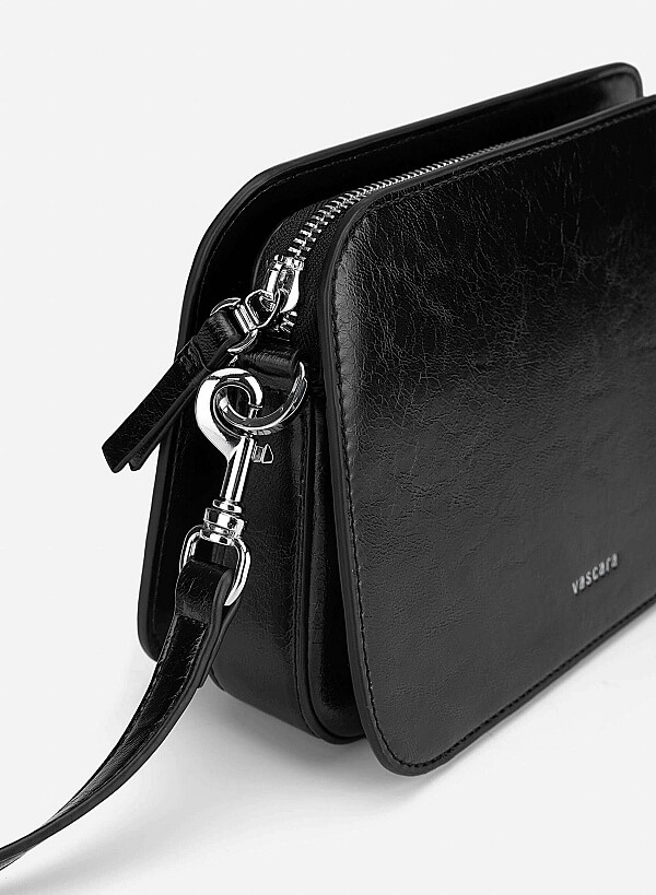 Basic Two-Pocket Crossbody Bag - MES 0270 - Black - VASCARA