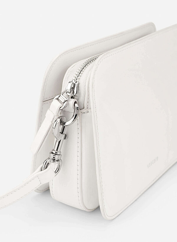 Basic Two-Pocket Crossbody Bag - MES 0270 - White - VASCARA