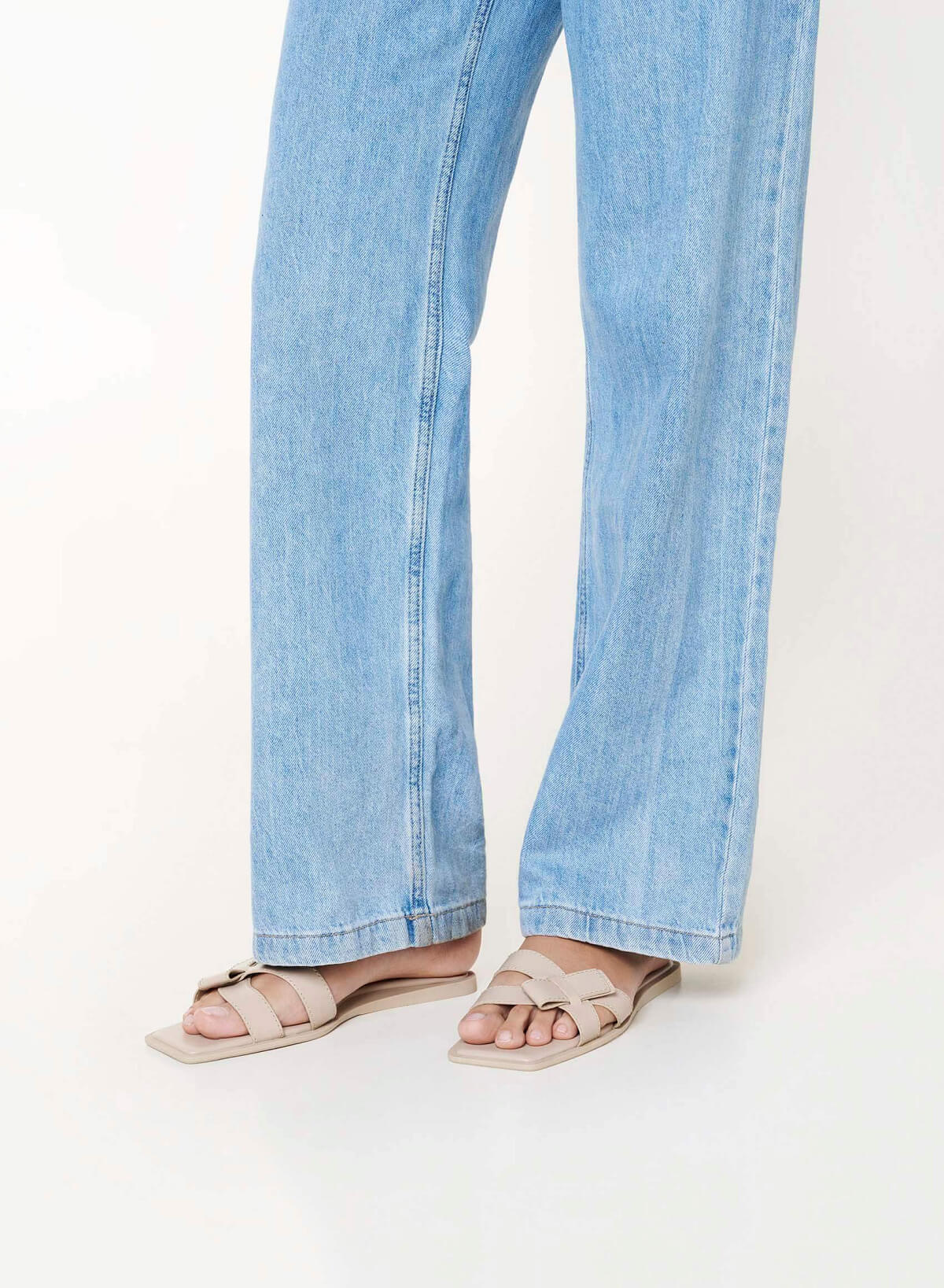 Bow-Strap Slide Slippers - FLI 0211 - Cream - vascara.com