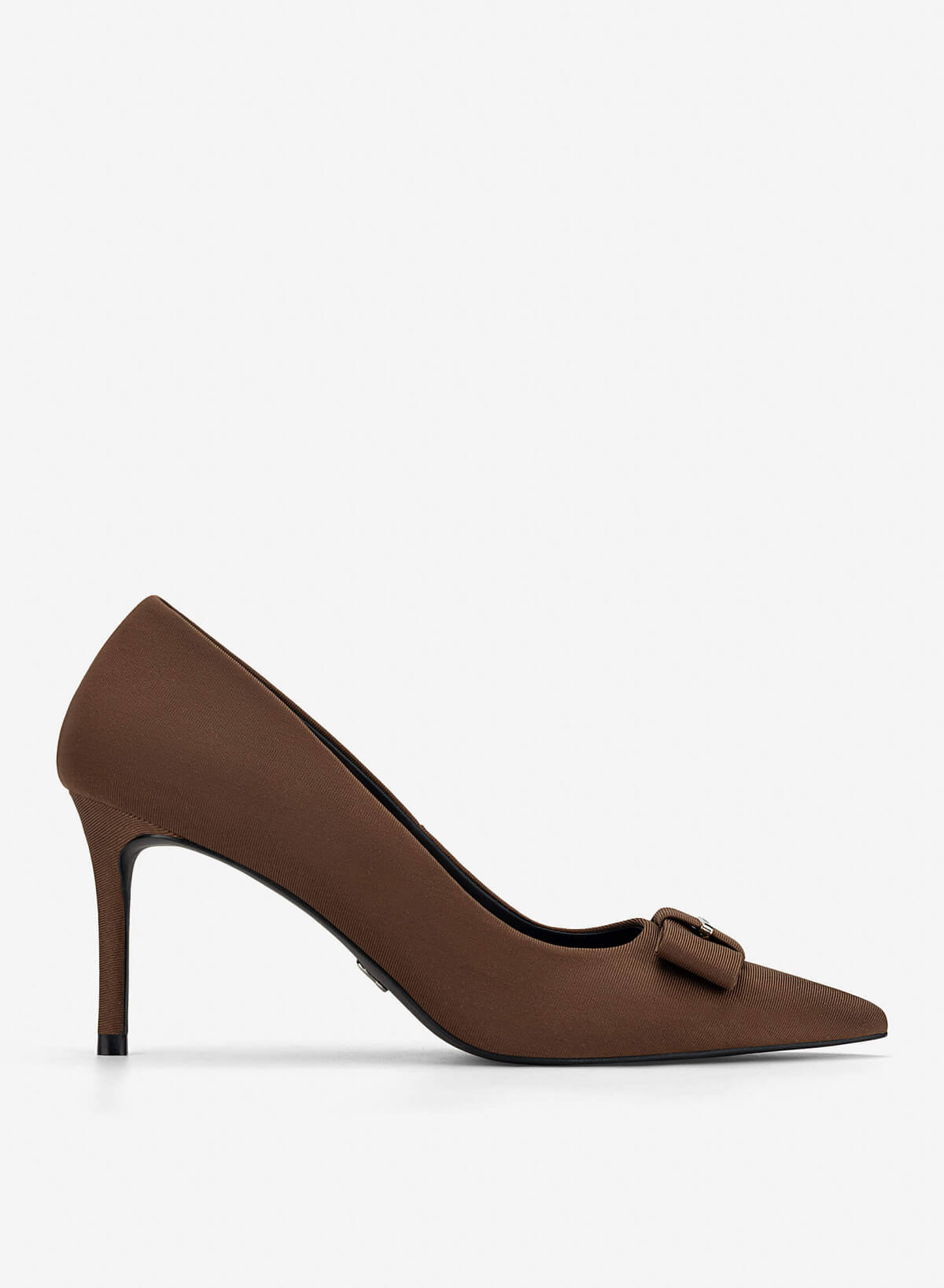 Bow Tie Décor Pointed Toe Pumps - HIG 0728 - Dark Brown - VASCARA
