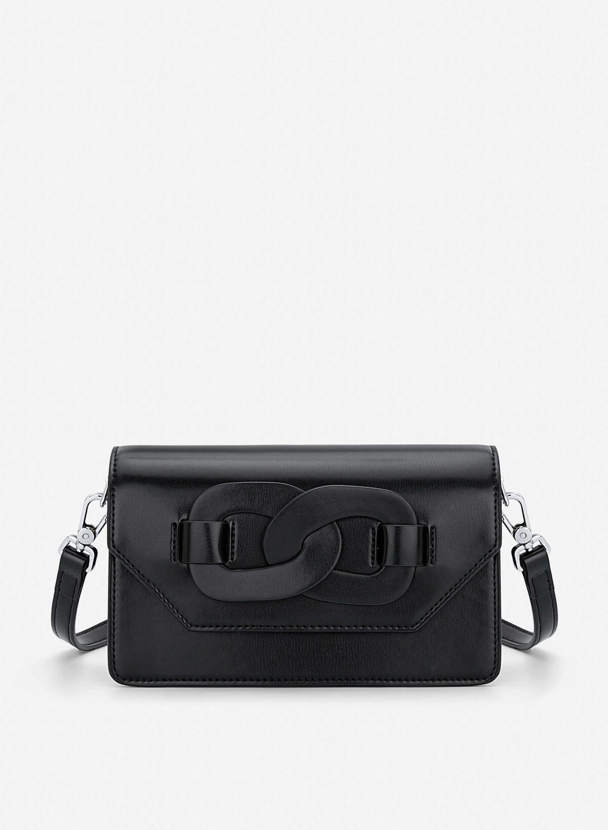 Chain-Link Detail Crossbody Bag - MES 0284 - Black - VASCARA