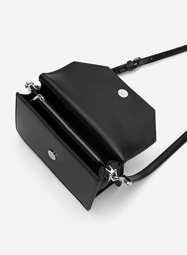Chain-Link Detail Crossbody Bag - MES 0284 - Black - VASCARA