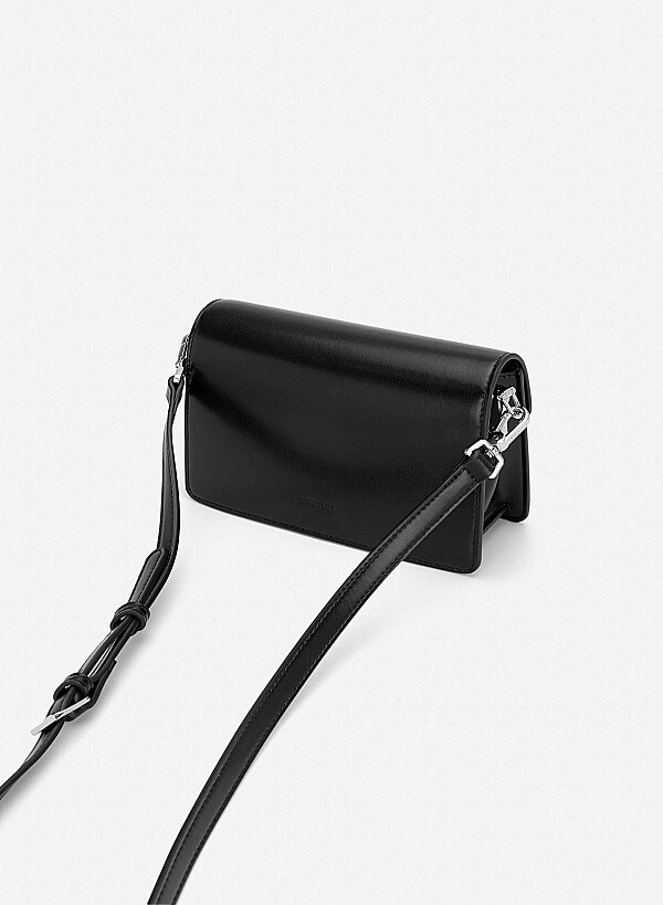 Chain-Link Detail Crossbody Bag - MES 0284 - Black - VASCARA