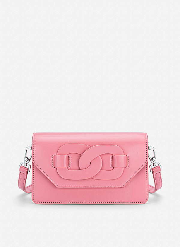 Chain-Link Detail Crossbody Bag - MES 0284 - Pink