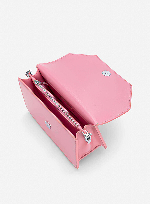 Chain-Link Detail Crossbody Bag - MES 0284 - Pink - VASCARA