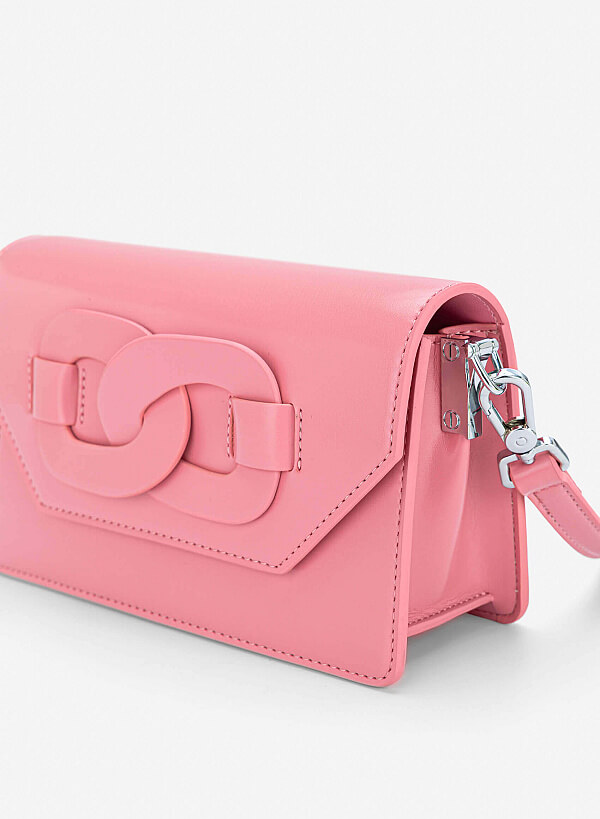 Chain-Link Detail Crossbody Bag - MES 0284 - Pink - VASCARA