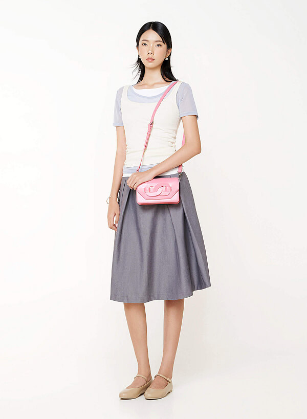 Chain-Link Detail Crossbody Bag - MES 0284 - Pink - VASCARA