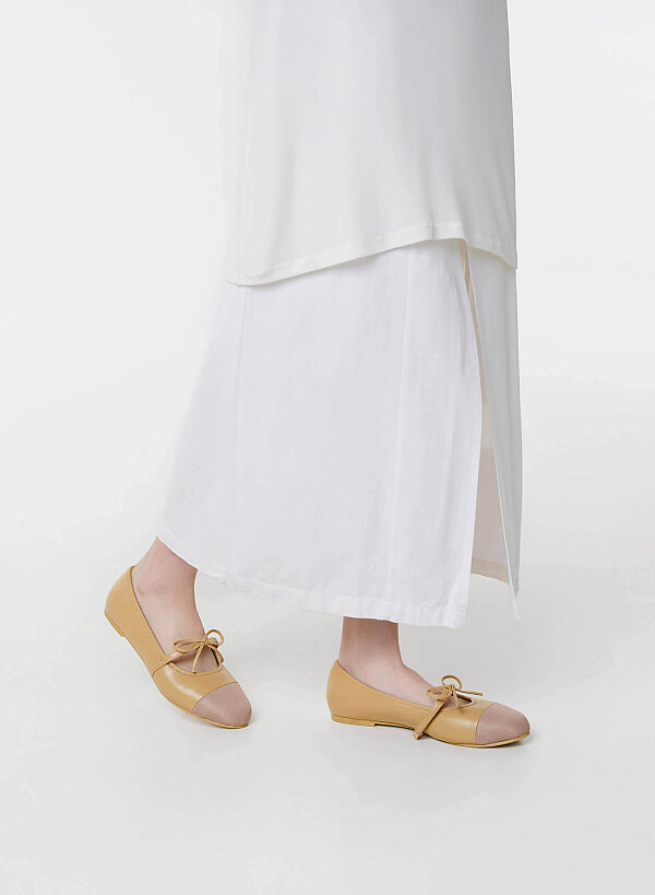 Classic Bow Ballerina Mary Janes - SLI 0439 - Beige - VASCARA
