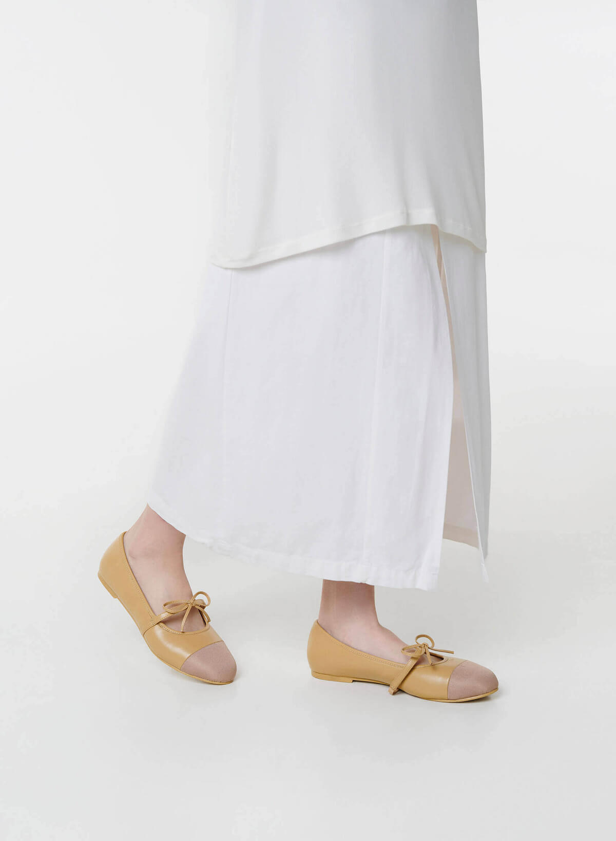 Classic Bow Ballerina Mary Janes - SLI 0439 - Beige - vascara.com