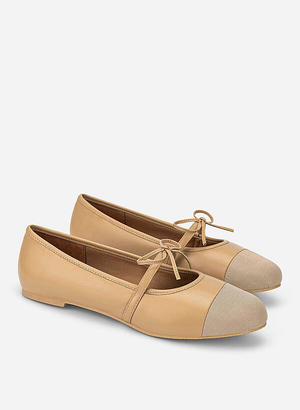 Classic Bow Ballerina Mary Janes - SLI 0439 - Beige - VASCARA