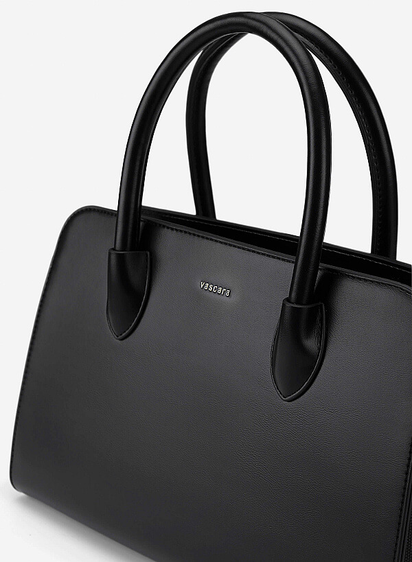 Contrast Faux Leather Detailing Handbag - TTE 0193 - Black - VASCARA